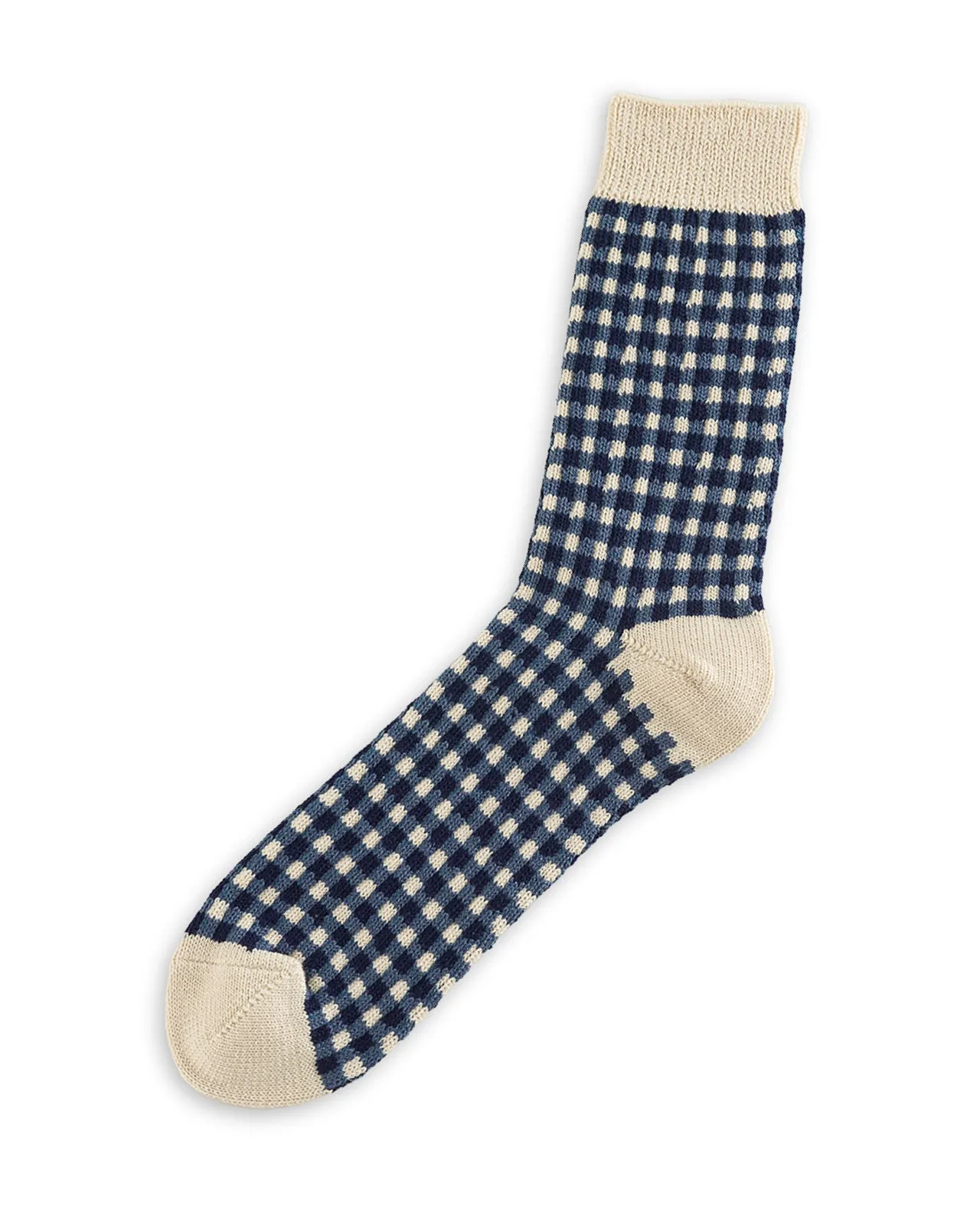 Gingham Check Socks - Navy sold by Standard and Strange product image thumbnail 3