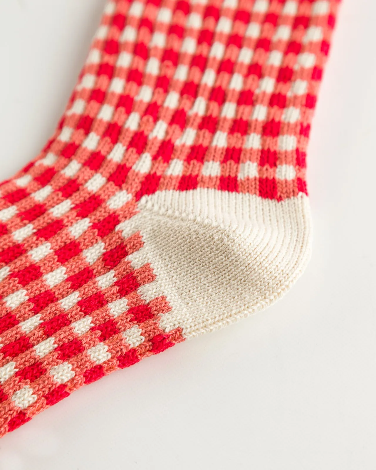 Gingham Check Socks - Red sold by Standard and Strange product image thumbnail 5