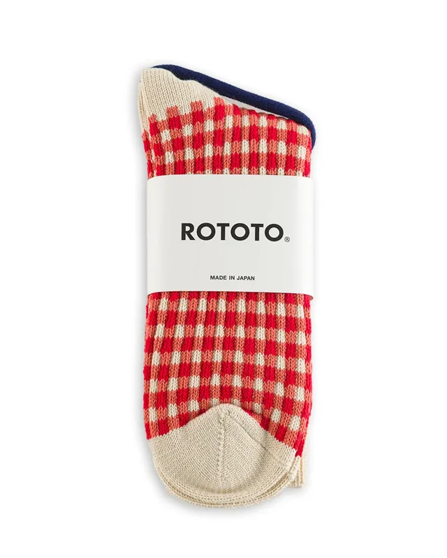 Gingham Check Socks - Red sold by Standard and Strange