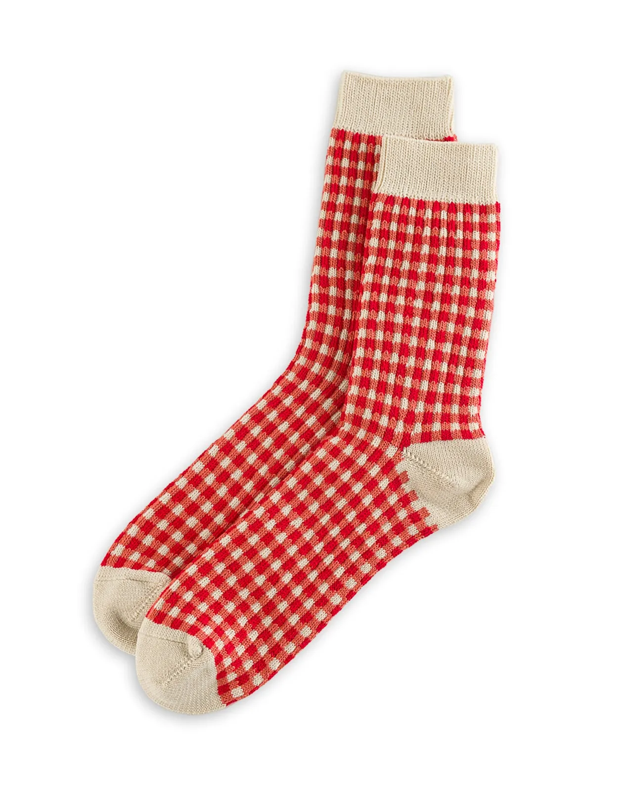 Gingham Check Socks - Red sold by Standard and Strange product image thumbnail 2