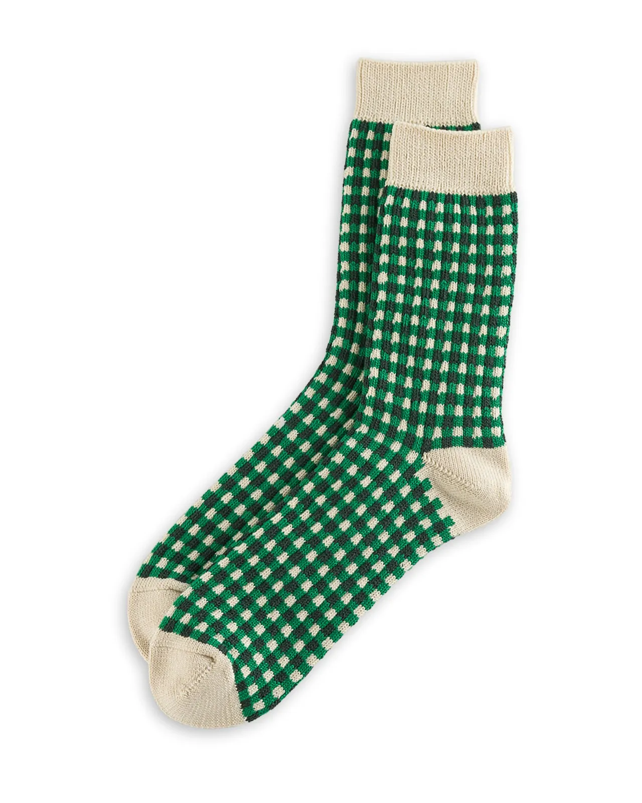 Gingham Check Socks - Green sold by Standard and Strange product image thumbnail 2