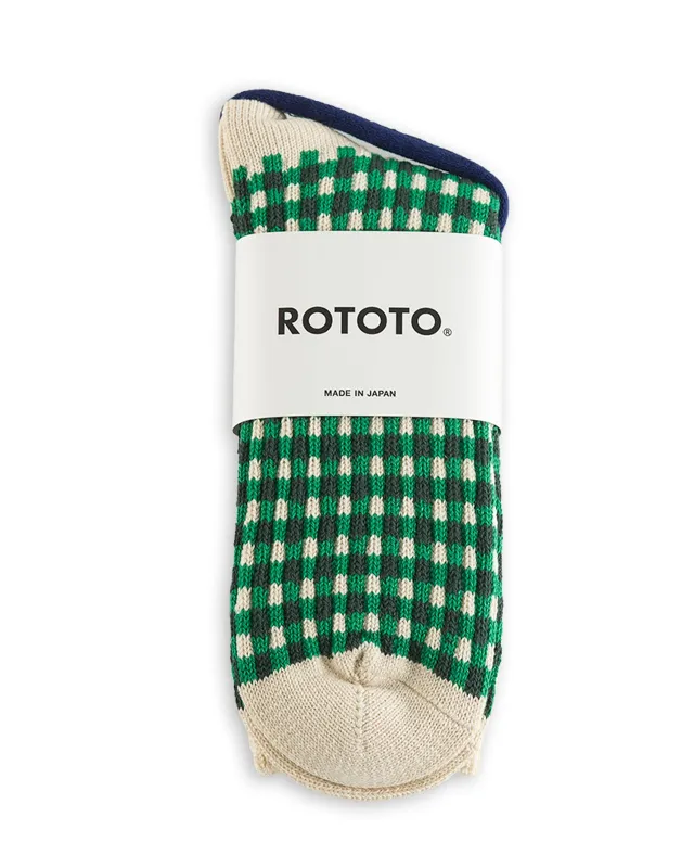 Gingham Check Socks - Green sold by Standard and Strange