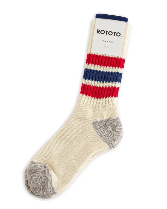 Coarse Ribbed Old School Socks - Chili Red/Blue sold by Standard and Strange