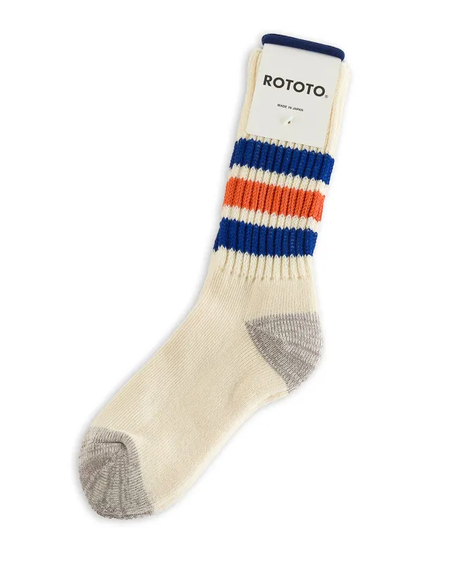 Coarse Ribbed Old School Socks - Blue/Orange sold by Standard and Strange