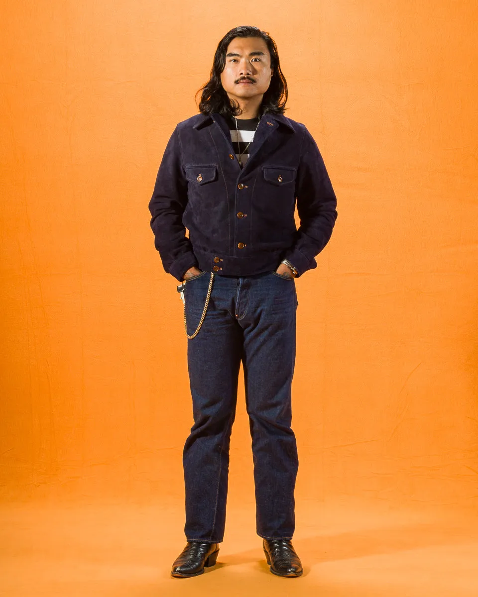 Steer Roughout 30's Style French Cycle Short Jacket (TB-153) - Navy sold by Standard and Strange product image thumbnail 4