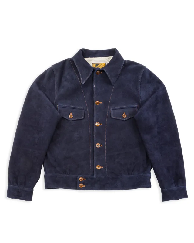 Steer Roughout 30's Style French Cycle Short Jacket (TB-153) - Navy sold by Standard and Strange