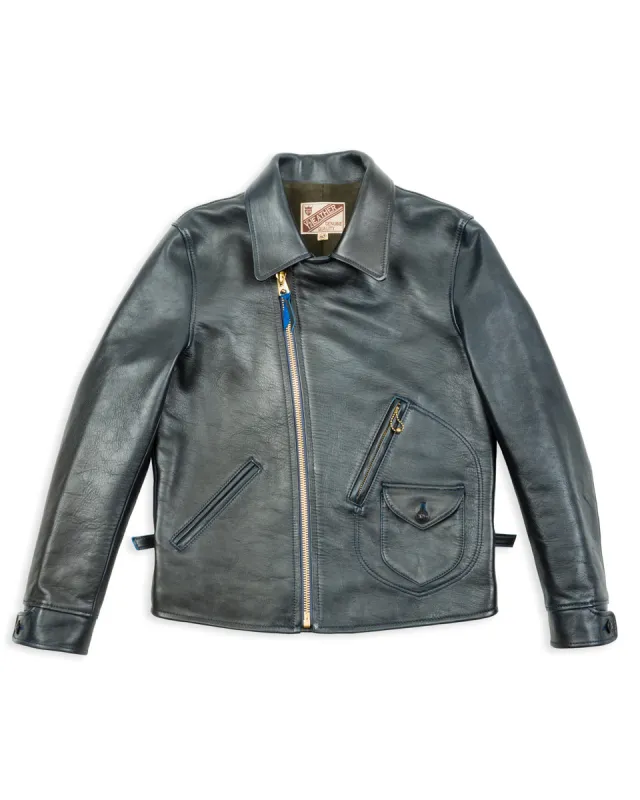 Hand Dyed Horsehide Double Rider Jacket (HR-56) - Navy sold by Standard and Strange