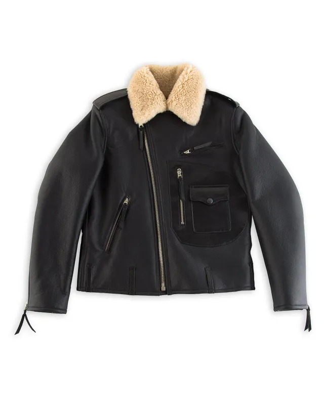 Merino Mouton D-Pocket Double Rider Jacket (CM-55) - Black sold by Standard and Strange