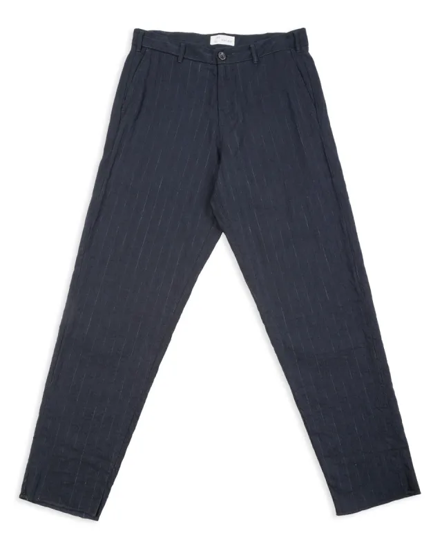 Logan Trouser - Blue Pinstripe sold by Standard and Strange