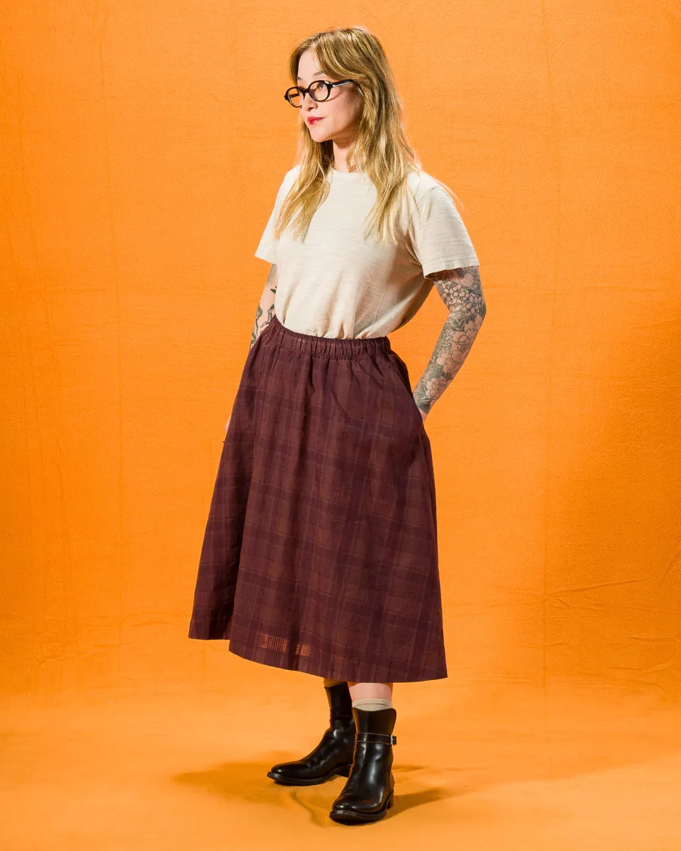 Cotton Linen Check Skirt - Brown sold by Standard and Strange product image thumbnail 5