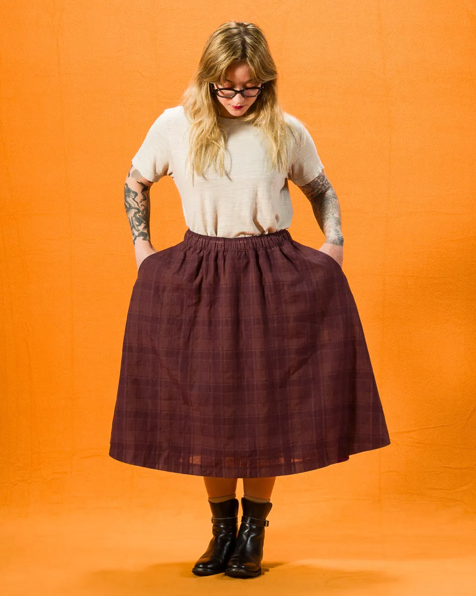 Cotton Linen Check Skirt - Brown sold by Standard and Strange product image thumbnail 4
