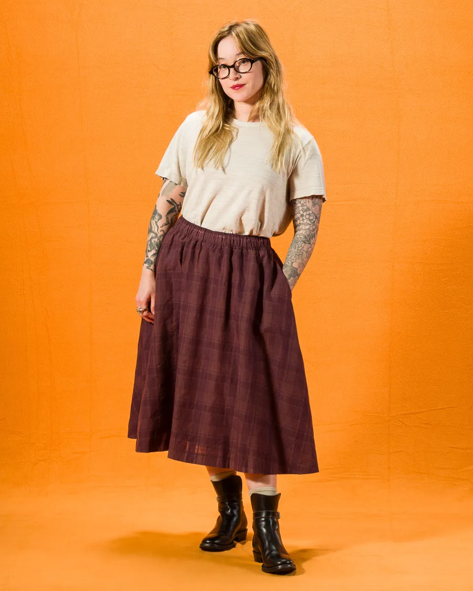 Cotton Linen Check Skirt - Brown sold by Standard and Strange product image thumbnail 3