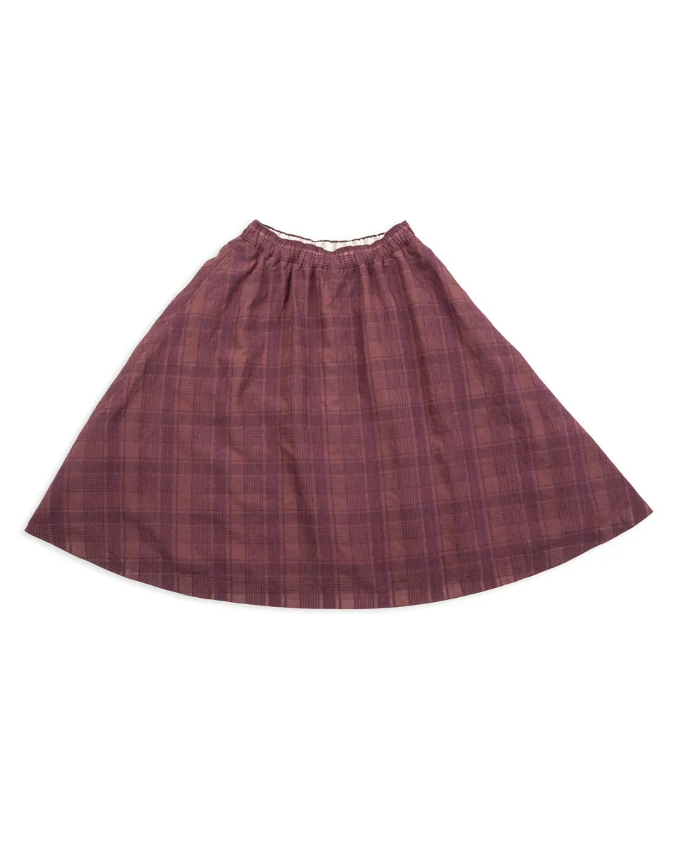 Cotton Linen Check Skirt - Brown sold by Standard and Strange