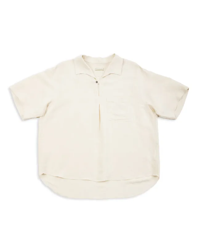 Bamboo Linen Italian Collar Short Sleeve Shirt - Beige sold by Standard and Strange