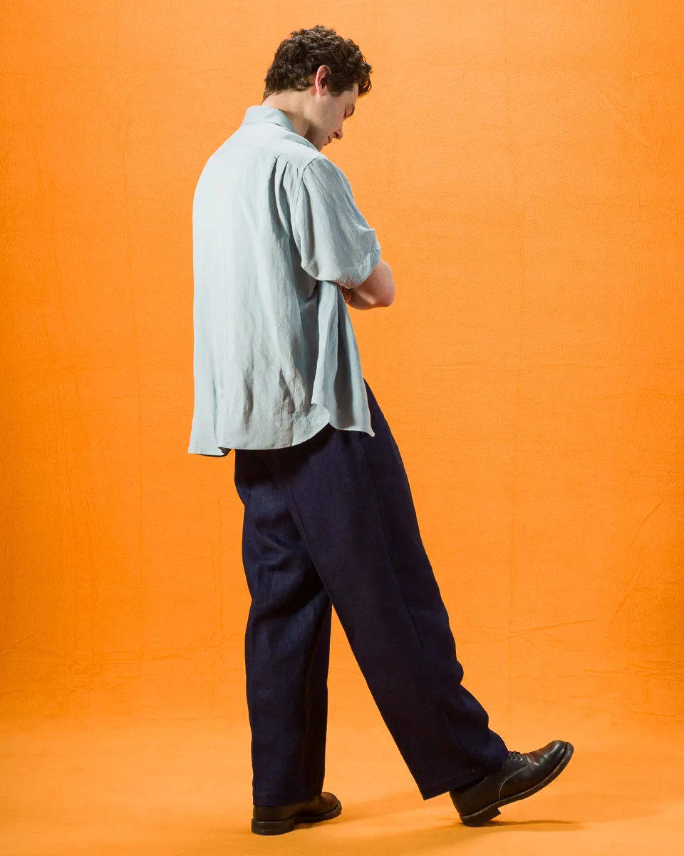Thick Linen 2 Tuck Trousers - Ryukyu Indigo sold by Standard and Strange product image thumbnail 4