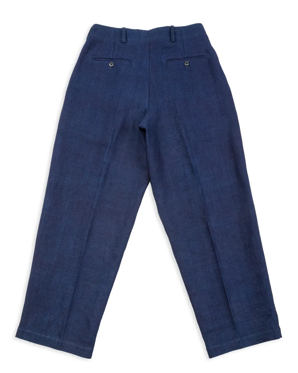 Thick Linen 2 Tuck Trousers - Ryukyu Indigo sold by Standard and Strange product image thumbnail 2