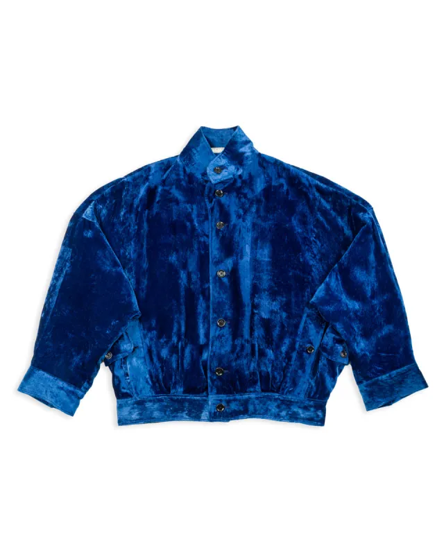 Silk Velvet Blouson - Ryukyu Indigo sold by Standard and Strange