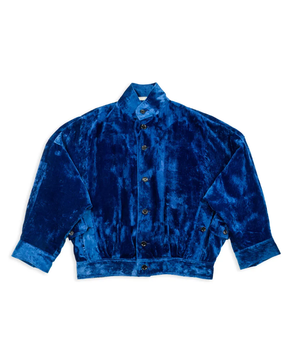 Silk Velvet Blouson - Ryukyu Indigo sold by Standard and Strange
