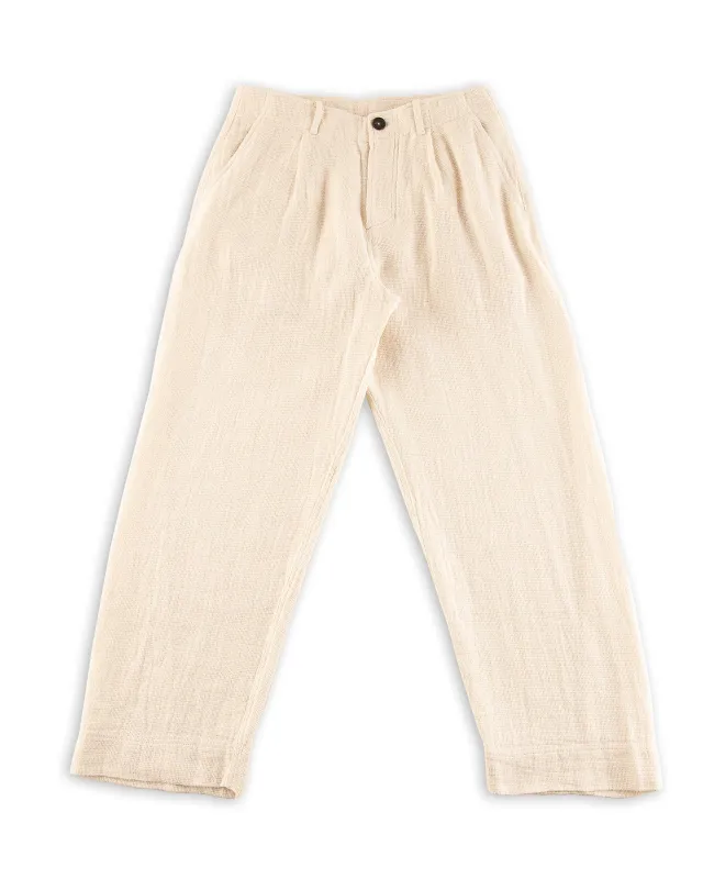 Bobby Wide Pleated Trousers - Off White Gauze sold by Standard and Strange