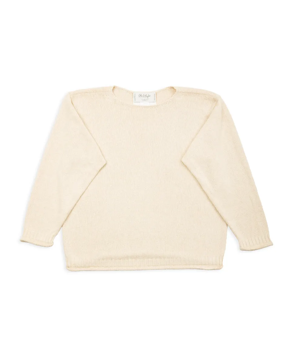 Silk Cotton Boatneck Pullover - Ecru 08 sold by Standard and Strange