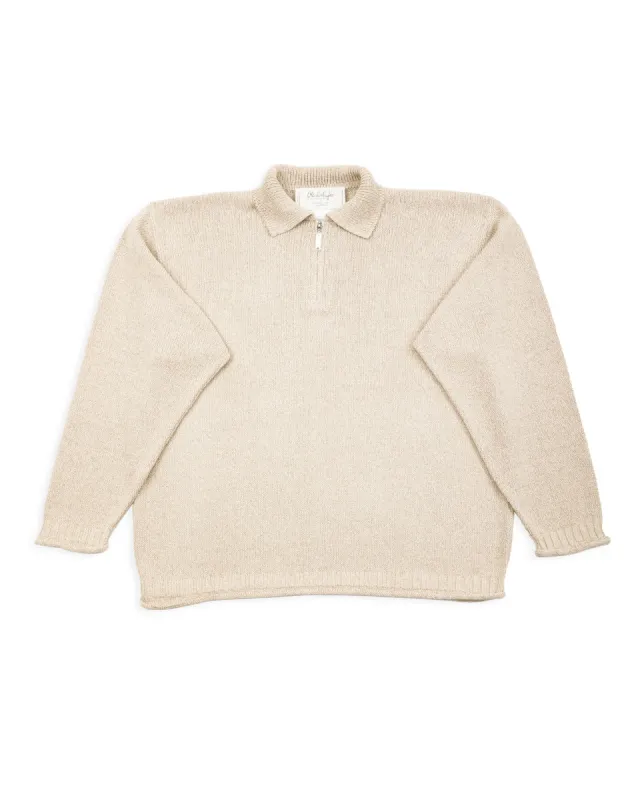 Silk Cotton Half Zip Pullover - Stone 08 sold by Standard and Strange