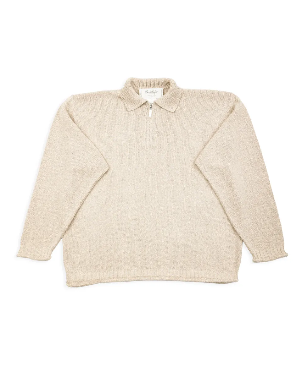 Silk Cotton Half Zip Pullover - Stone 08 sold by Standard and Strange