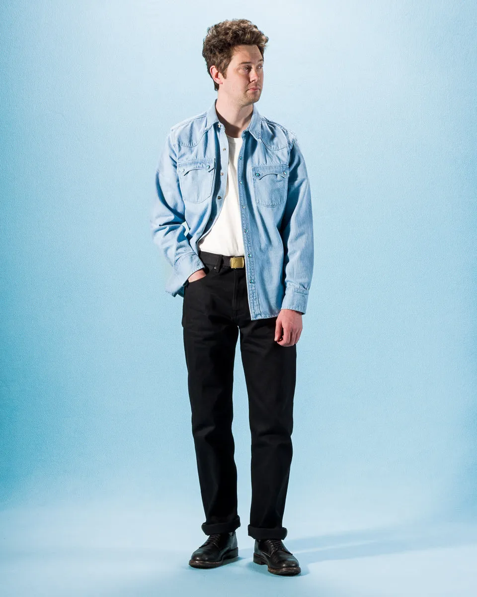 Modern Western Shirt - 11oz Bleached Denim / Turquoise sold by Standard and Strange product image thumbnail 5