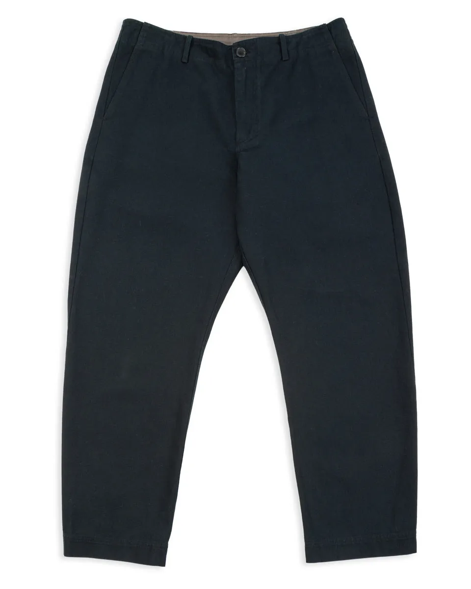 Trygve Wide Cut Cropped Trouser - Black Canvas sold by Standard and Strange