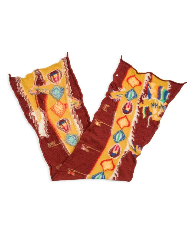 Fulling Wool HAPPY Scarf DRAGON DANCE - Burgundy sold by Standard and Strange