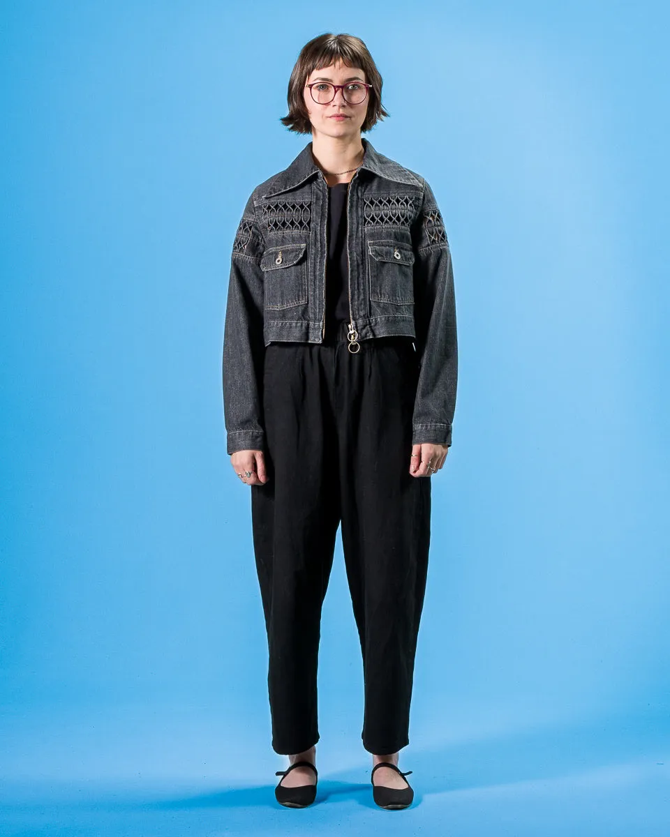 11.5oz BLKxECR Denim GYPSY Cropped Drizzler JKT - Black x Ecru 1 sold by Standard and Strange product image thumbnail 4