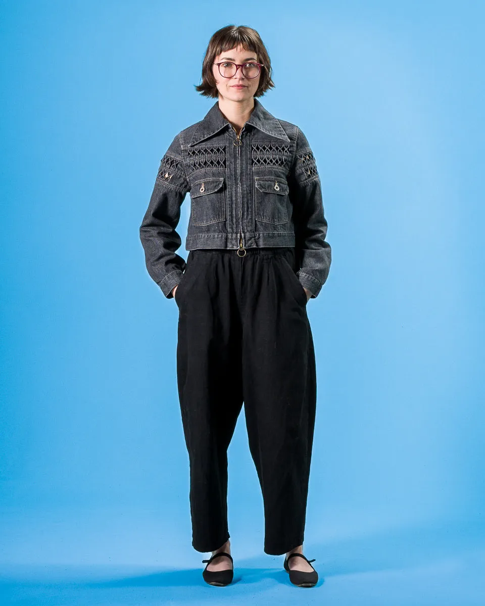 11.5oz BLKxECR Denim GYPSY Cropped Drizzler JKT - Black x Ecru 1 sold by Standard and Strange product image thumbnail 3