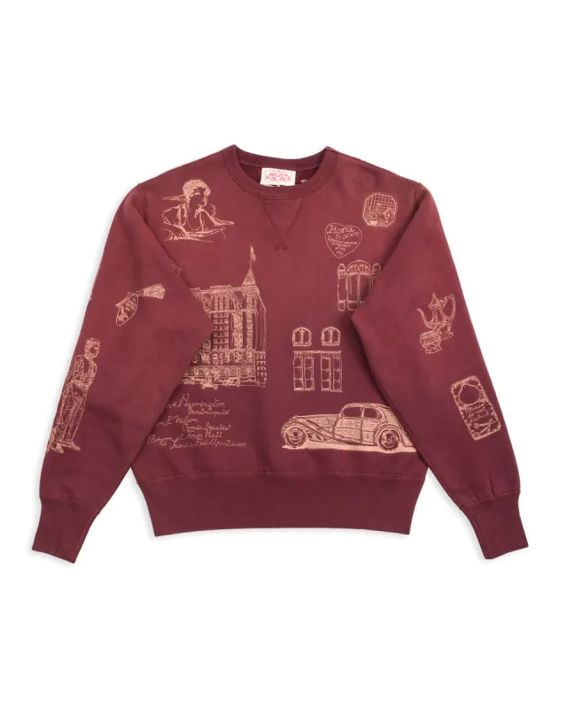 Hotel Crewneck - Burgundy made by Samuel Zelig