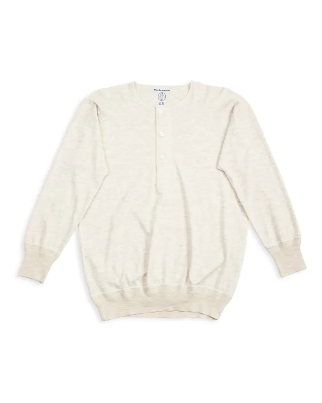 Cashmere Interlock Henley Neck L/S - Ecru Heather sold by Standard and Strange