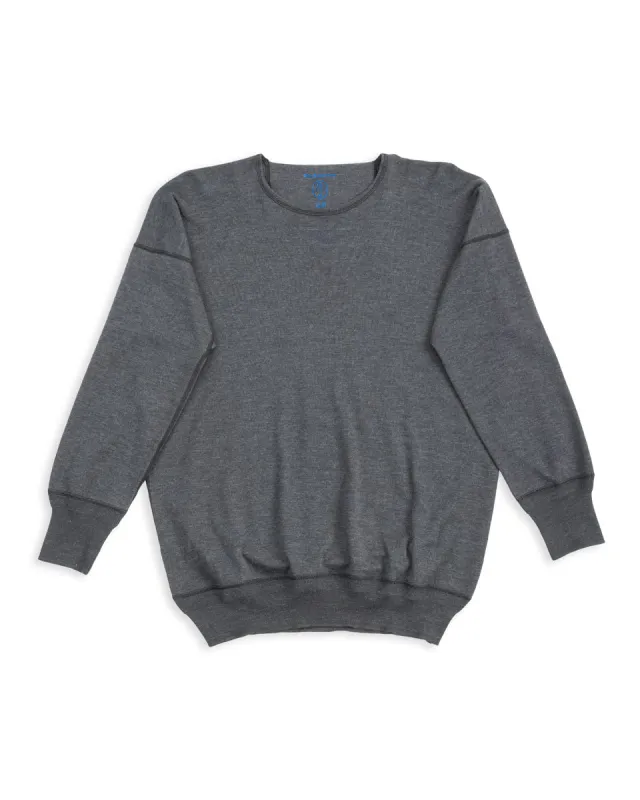 Cashmere Interlock Crewneck L/S - Black Heather sold by Standard and Strange