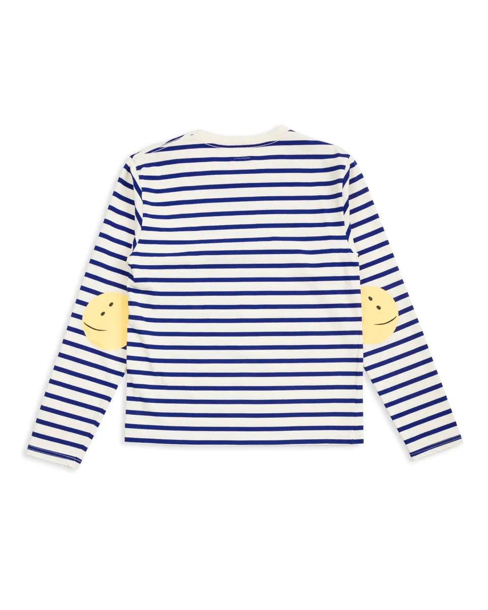 Stripe Jersey Crew Long Sleeve T (PROFILE RAINBOWY Patch) - Ecru x Blue sold by Standard and Strange product image thumbnail 2