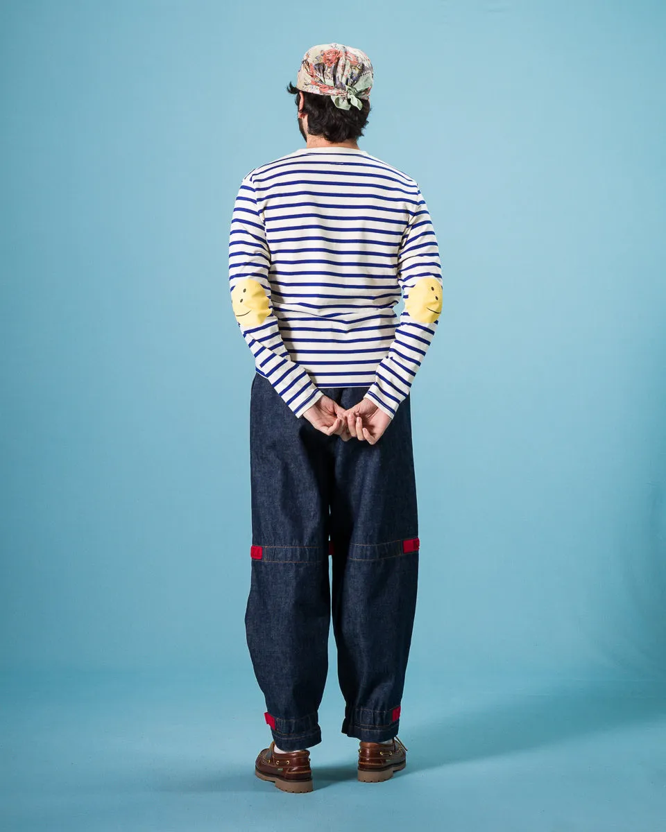 Stripe Jersey Crew Long Sleeve T (PROFILE RAINBOWY Patch) - Ecru x Blue sold by Standard and Strange product image thumbnail 5