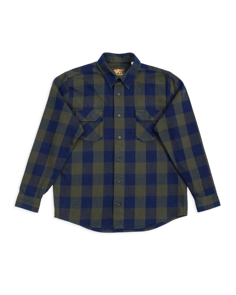 Norris Shirt - Indigo/Green sold by Standard and Strange