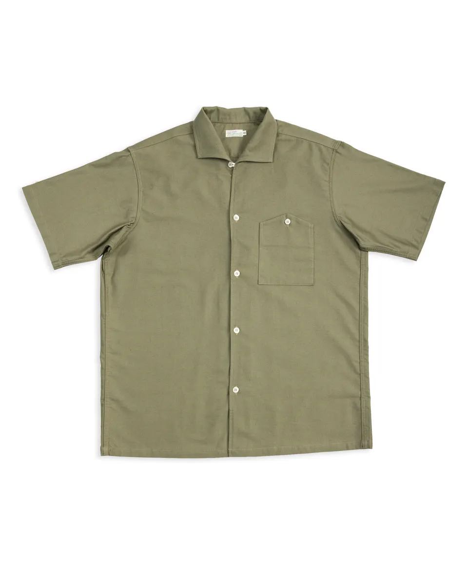 Lot 3091 S/S Open Collar Shirt - OD Green sold by Standard and Strange
