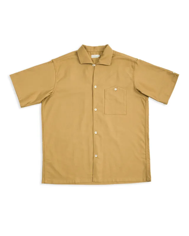 Lot 3091 S/S Open Collar Shirt - Camel made by Warehouse