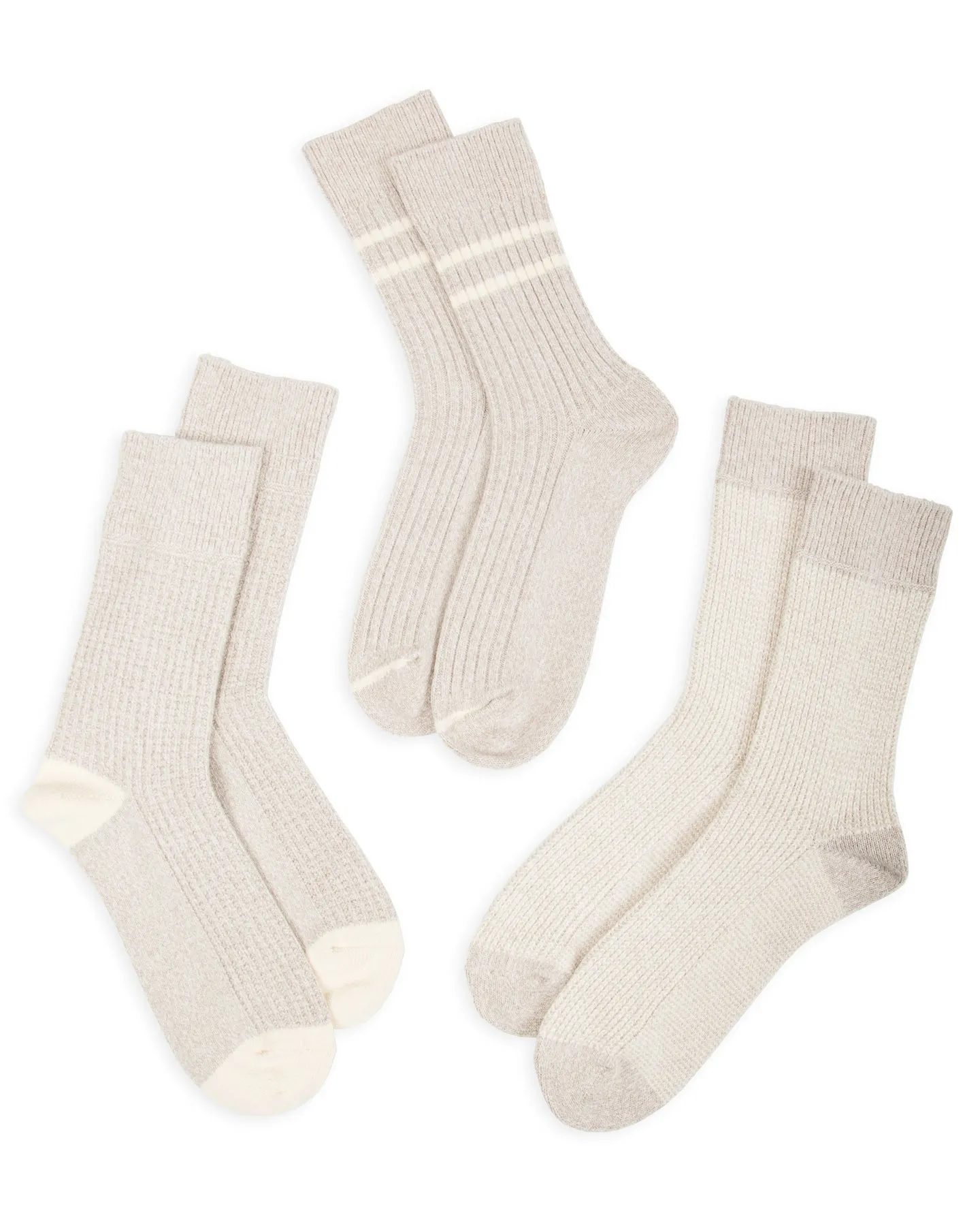 Recycled Cotton/Wool Daily 3-pack Socks - Gray/Off White sold by Standard and Strange