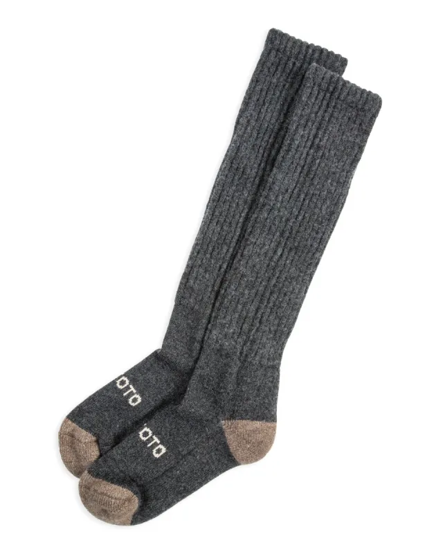 Merino Lambswool High Socks - Charcoal sold by Standard and Strange