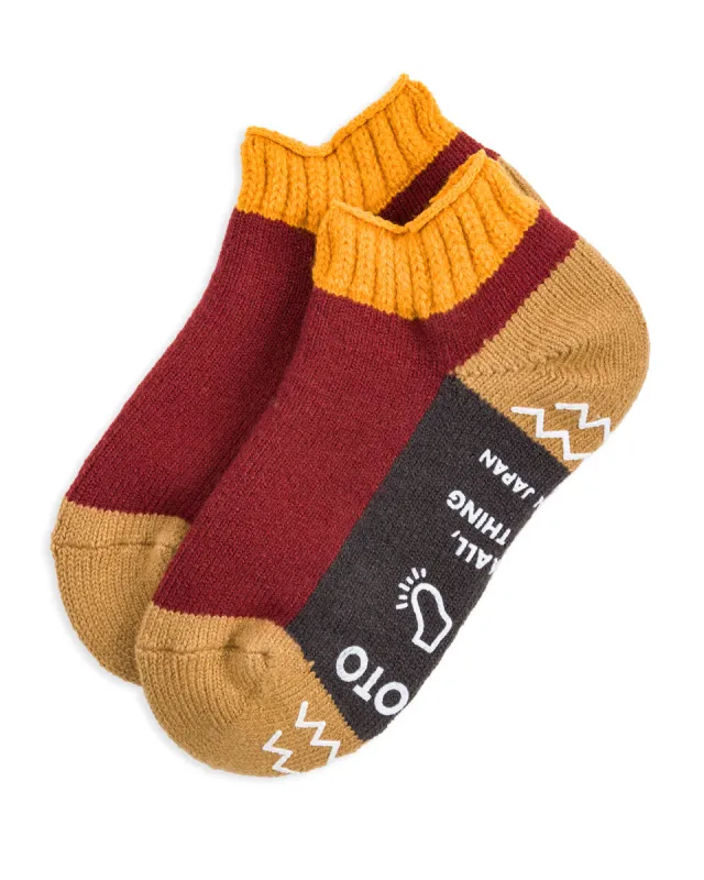 Pile Socks Slipper - Gold/Maroon sold by Standard and Strange