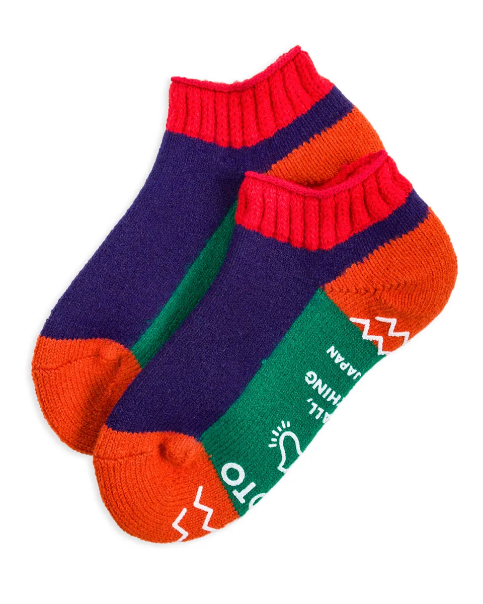 Pile Socks Slipper - Red/Navy Blue sold by Standard and Strange