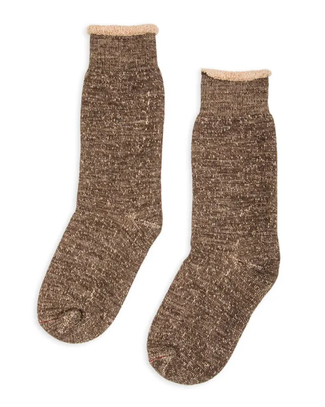 Double Face Merino/Organic Cotton Socks - Dark Brown/Brown sold by Standard and Strange