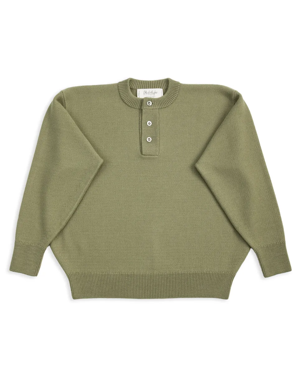 Wool Henley Neck L/S - Smoke Moss 10 sold by Standard and Strange