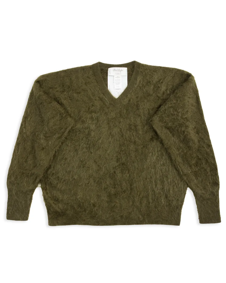 Fur Cashmere V Pullover - Moss 10 sold by Standard and Strange