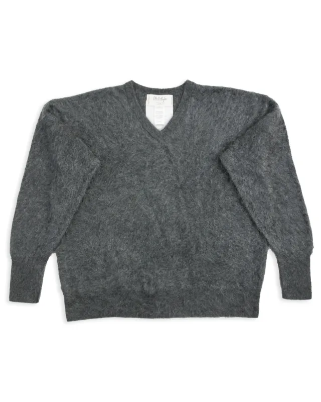 Fur Cashmere V Pullover - Charcoal sold by Standard and Strange