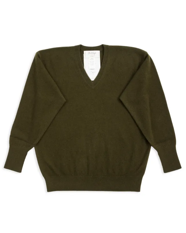 Cashmere V Pullover - Moss 10 sold by Standard and Strange