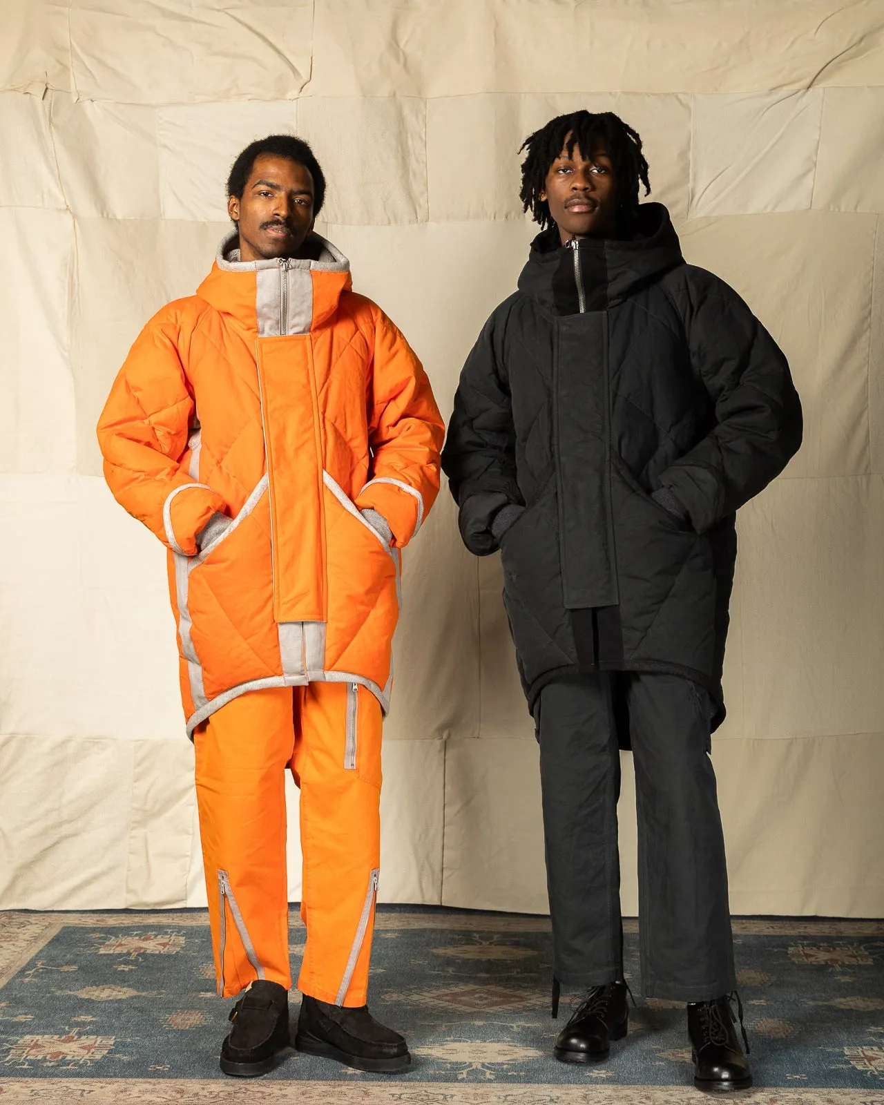 Lander Down Coat - Charcoal Halley Stevenson "Military Finish" Waxed Cotton sold by Standard and Strange product image thumbnail 4