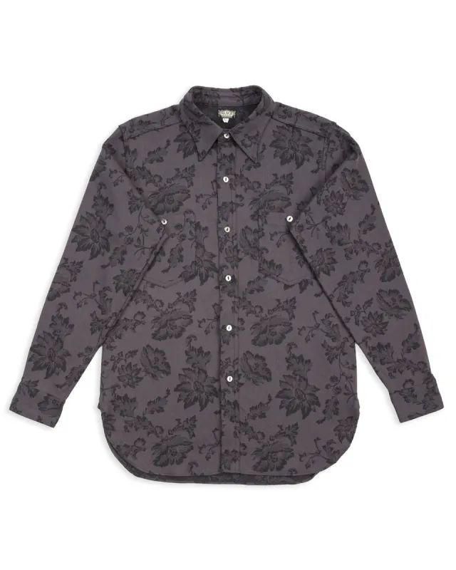Flower Jacquard Heavy Weight Open Pocket Work Shirt - Lead Gray sold by Standard and Strange